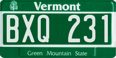VT license plate BXQ231