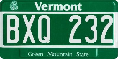 VT license plate BXQ232