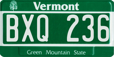 VT license plate BXQ236
