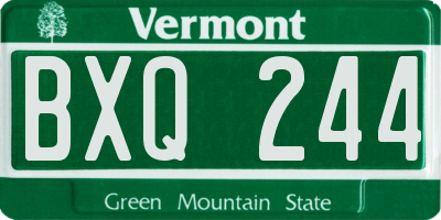 VT license plate BXQ244