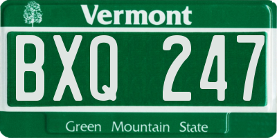 VT license plate BXQ247