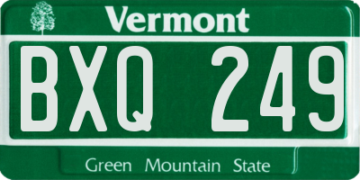 VT license plate BXQ249