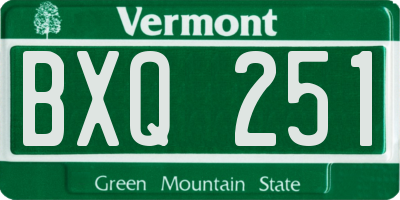 VT license plate BXQ251