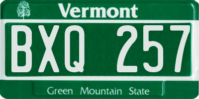 VT license plate BXQ257
