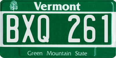 VT license plate BXQ261