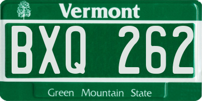 VT license plate BXQ262