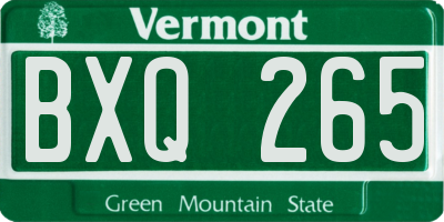 VT license plate BXQ265