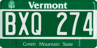 VT license plate BXQ274