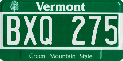 VT license plate BXQ275