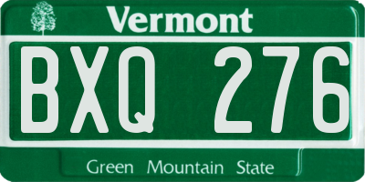 VT license plate BXQ276