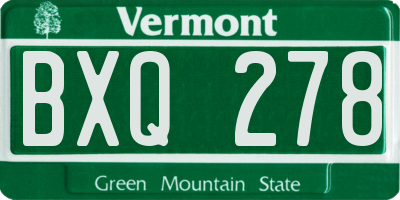 VT license plate BXQ278