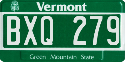 VT license plate BXQ279