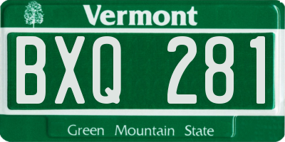 VT license plate BXQ281