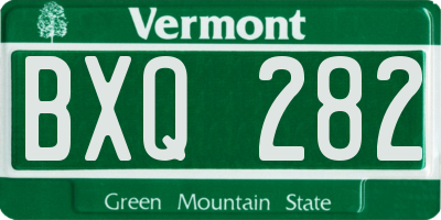 VT license plate BXQ282