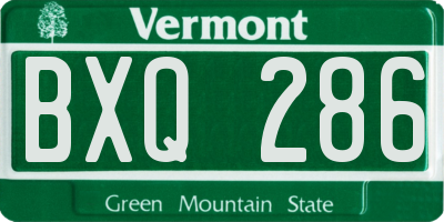 VT license plate BXQ286