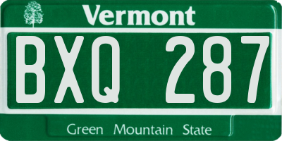VT license plate BXQ287