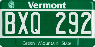 VT license plate BXQ292