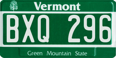 VT license plate BXQ296