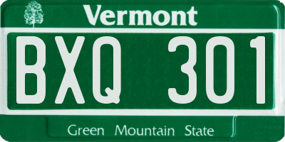 VT license plate BXQ301
