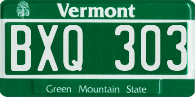 VT license plate BXQ303