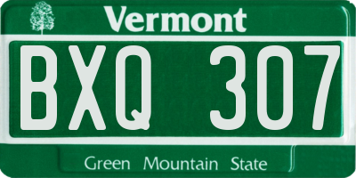 VT license plate BXQ307
