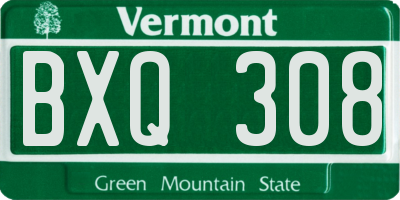 VT license plate BXQ308