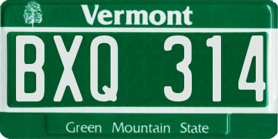 VT license plate BXQ314