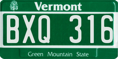 VT license plate BXQ316