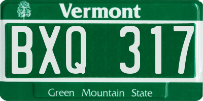 VT license plate BXQ317