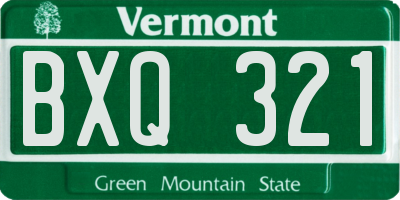 VT license plate BXQ321