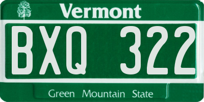 VT license plate BXQ322