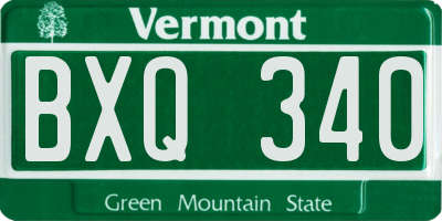 VT license plate BXQ340
