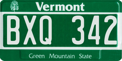 VT license plate BXQ342