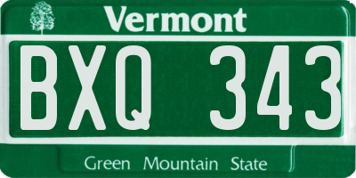 VT license plate BXQ343
