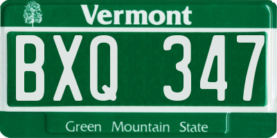 VT license plate BXQ347
