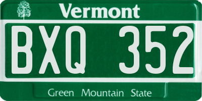 VT license plate BXQ352