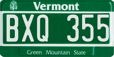 VT license plate BXQ355