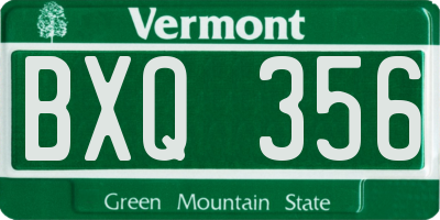 VT license plate BXQ356