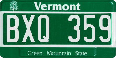 VT license plate BXQ359