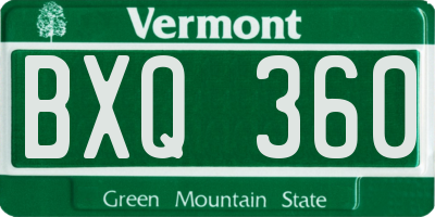 VT license plate BXQ360
