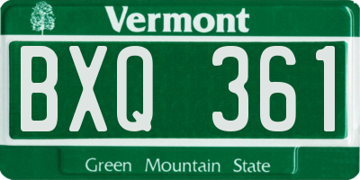 VT license plate BXQ361