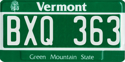 VT license plate BXQ363