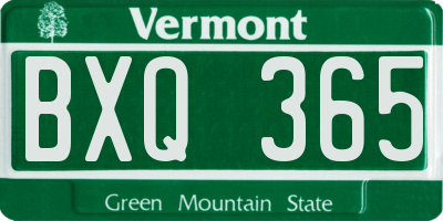 VT license plate BXQ365