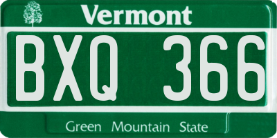 VT license plate BXQ366