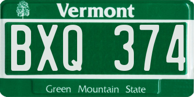 VT license plate BXQ374