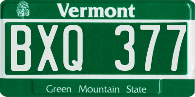 VT license plate BXQ377