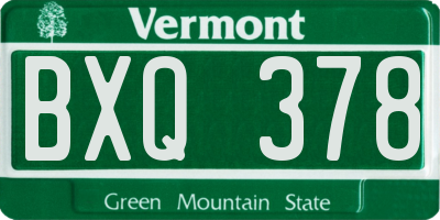 VT license plate BXQ378