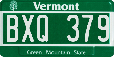 VT license plate BXQ379