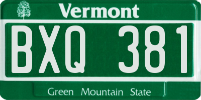 VT license plate BXQ381