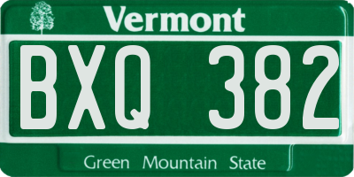 VT license plate BXQ382